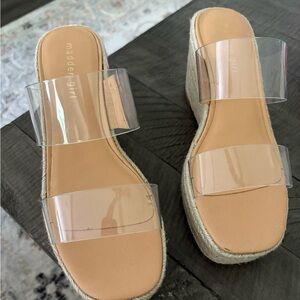 Madden Girl Cream Tan Wedge Sandals